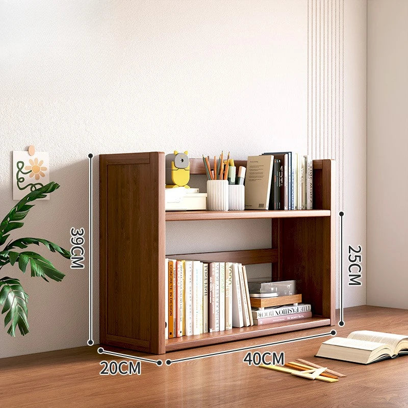 Solid Wood Desktop Bookshelf Storage