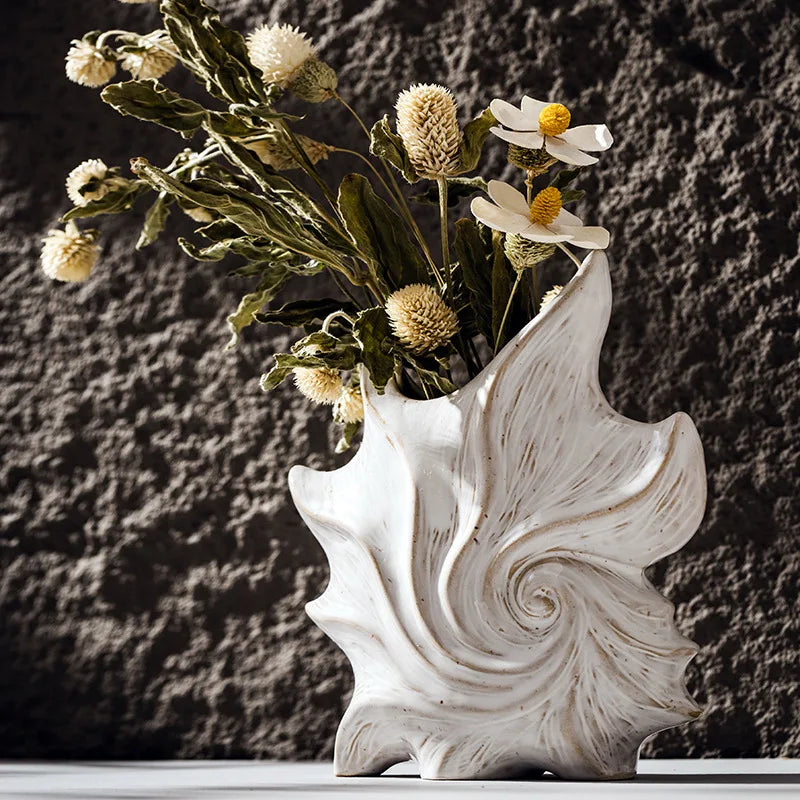 Ceramic Conch Vase Modern Decor