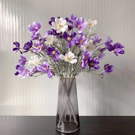 Elevate your decor with our Artificial Cosmos Silk Flowers Bouquet, perfect for weddings, photography, and home accents, available in vibrant colors.