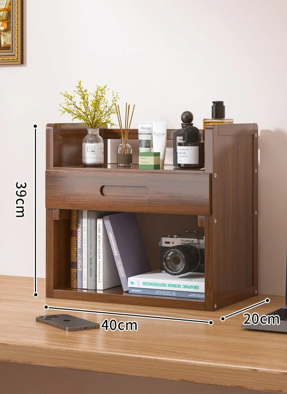 Solid Wood Desktop Bookshelf Storage