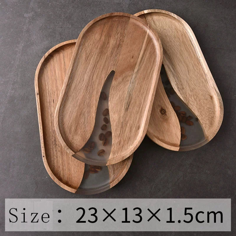 Acacia Wood Resin Artisan Serving Tray