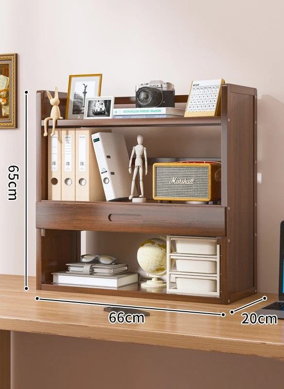 Solid Wood Desktop Bookshelf Storage