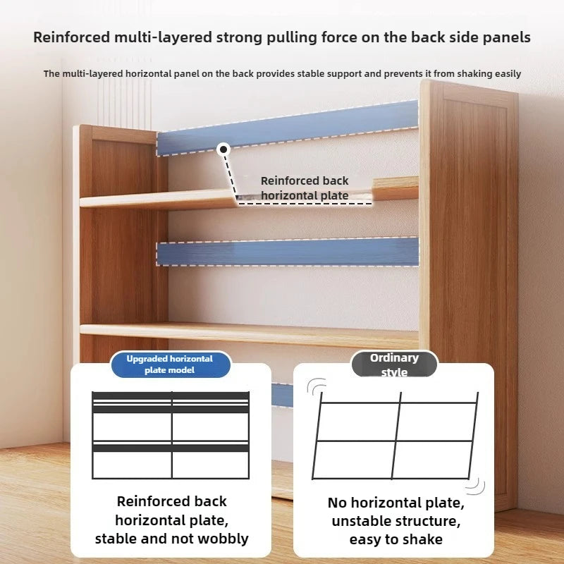 Solid Wood Desktop Bookshelf Storage