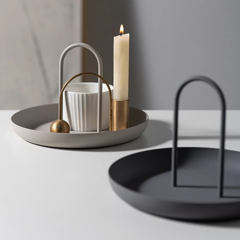 Nordic Round Jewelry Tray With Handle