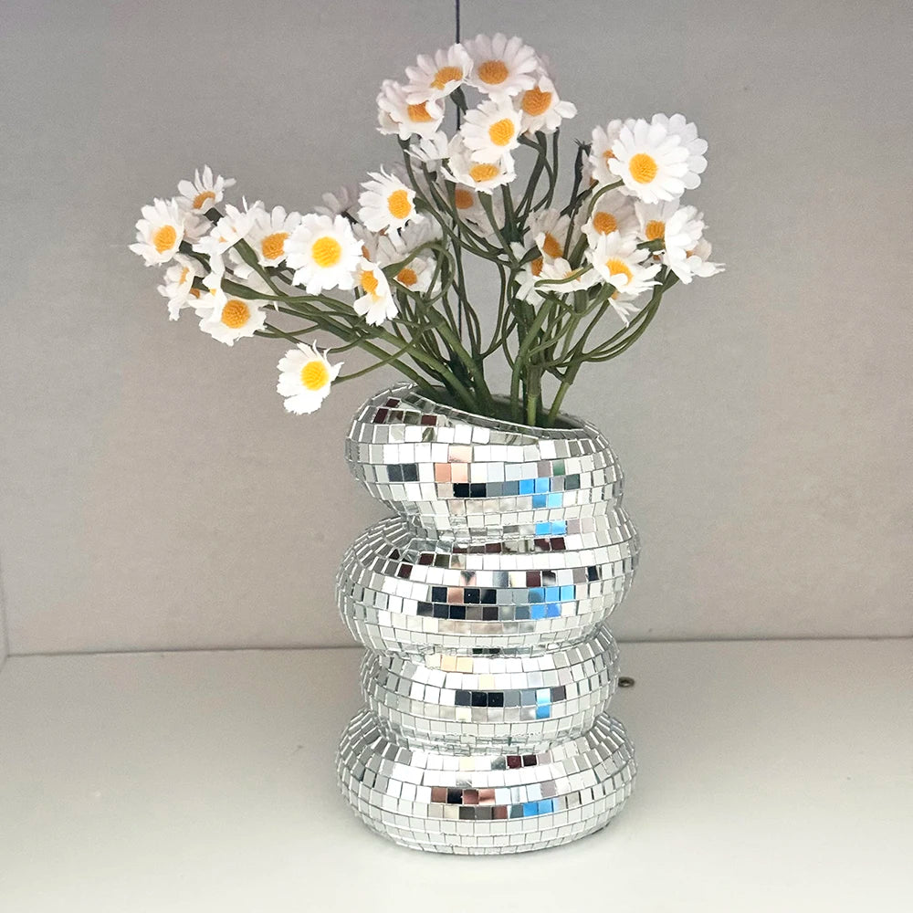 Disco Ball Spiral Glass Vase