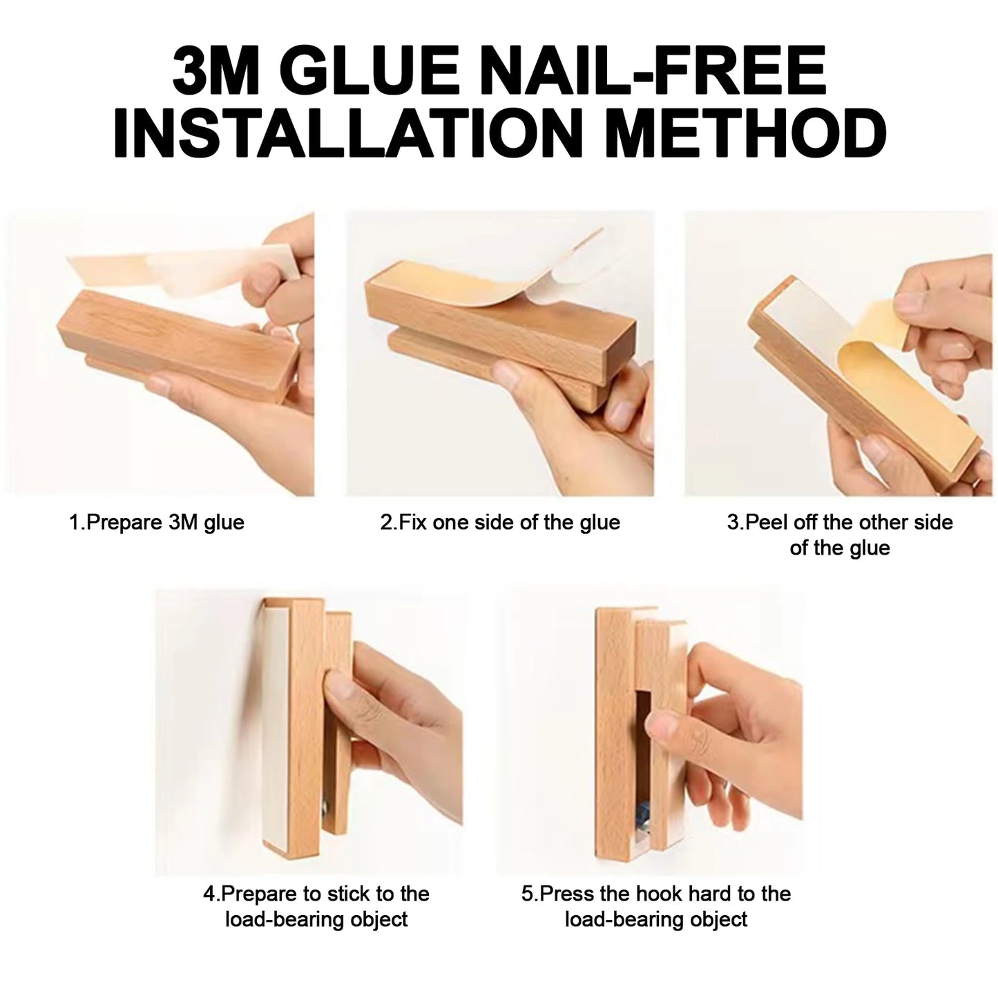 Adhesive Wood Wall Hook