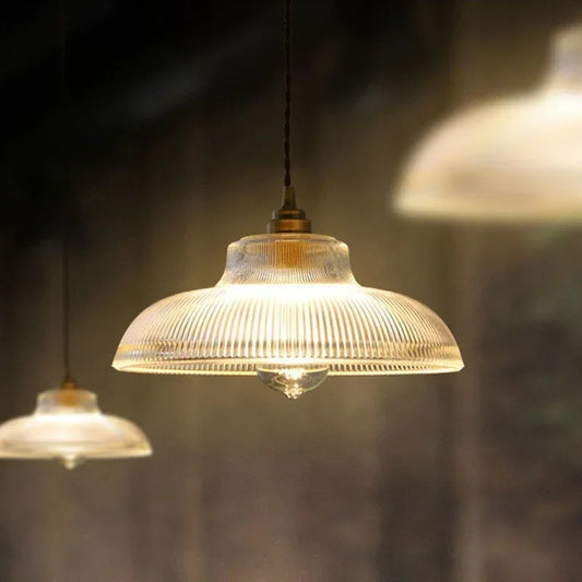 Retro glass Nordic pendant light for bedroom, living or dining—E27 LED-ready, 90–260V, CCC/CE certified, easy to install and stylish modern lighting.