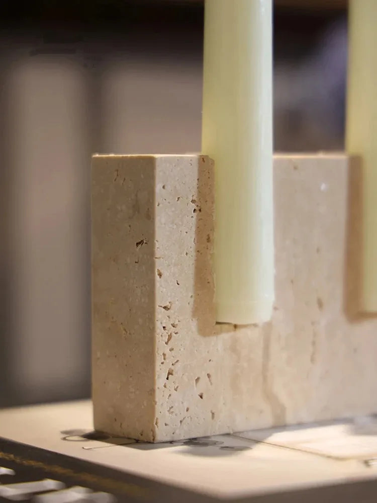 Two Hole Marble Candlestick Holder
