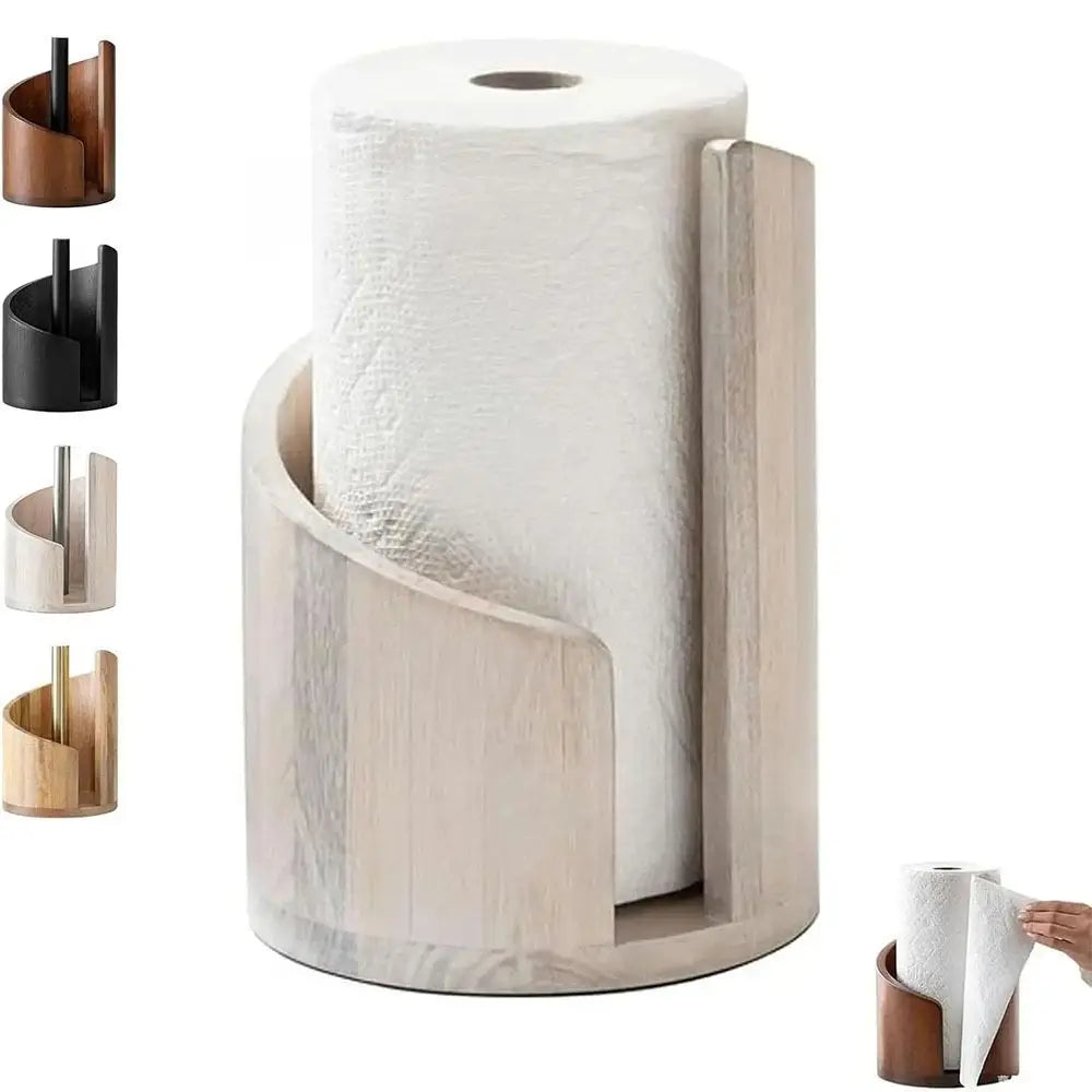 Beige Wood Paper Towel Holder