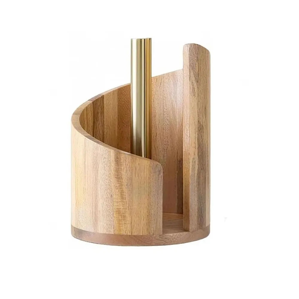 Beige Wood Paper Towel Holder