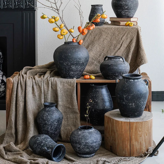 Vintage Handcrafted Earthenware Flower Vase delivers rustic charm for space, versatile decor, eco-friendly elegance, and calming, Wabi-Sabi vibes shop now.