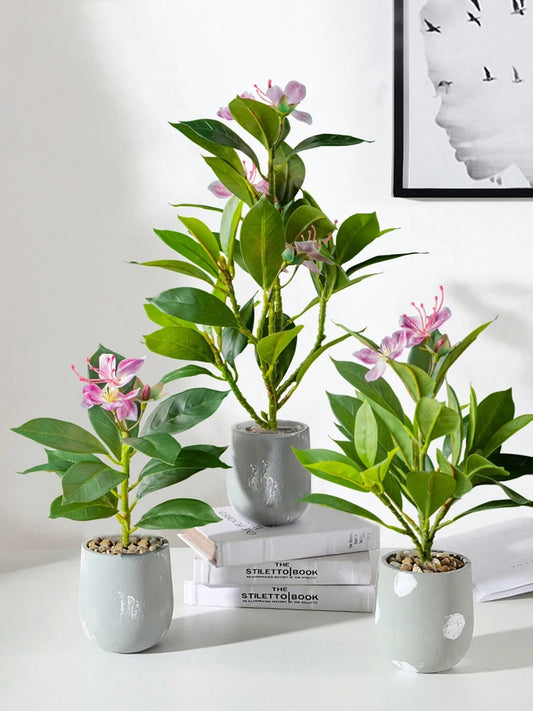 Enhance your space with our vibrant Artificial Azaleas Tropical Palm Plants, perfect for home, garden, or wedding decor, featuring high-quality plastic leaves.