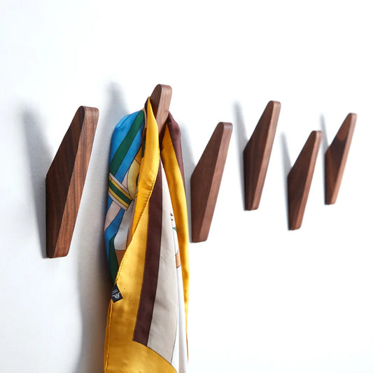 Walnut Wood Wall-Mounted Key Holder delivers elegant natural storage for keys, hats, bags, and decor; organize your entryway, with timeless style—Shop now.
