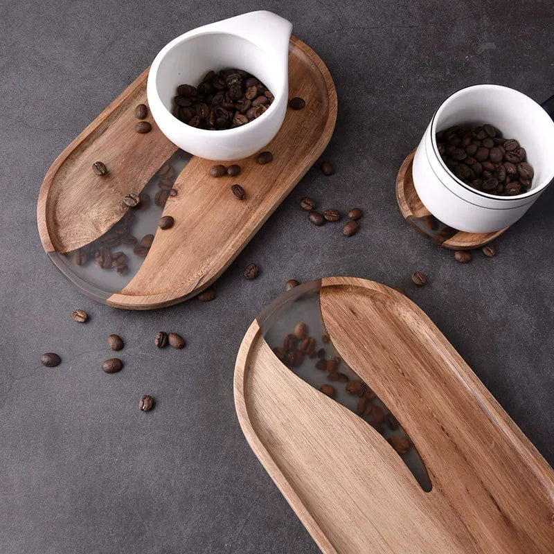 Acacia Wood Resin Artisan Serving Tray