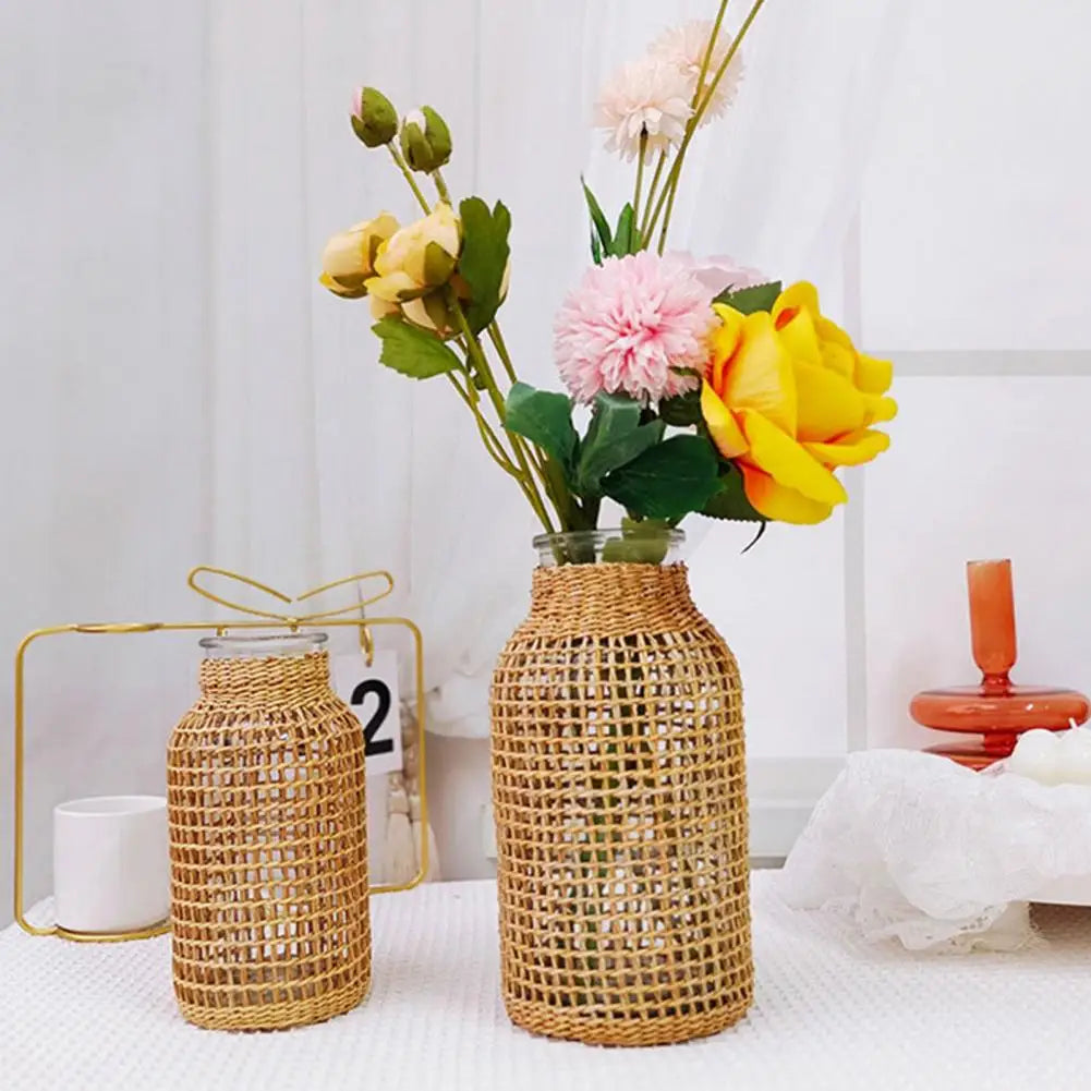 Japanese Style Handcrafted Straw Vase
