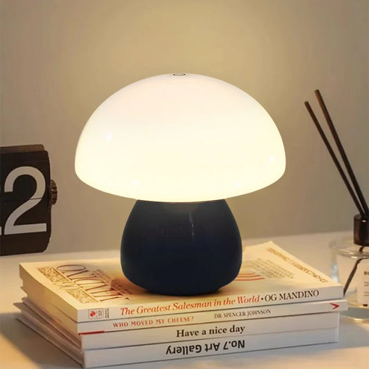 Rechargeable Mushroom LED Desk Lamp with touch control delivers warm-to-white light in a compact Nordic design, ideal for desks, bedrooms, cafes—Shop now.