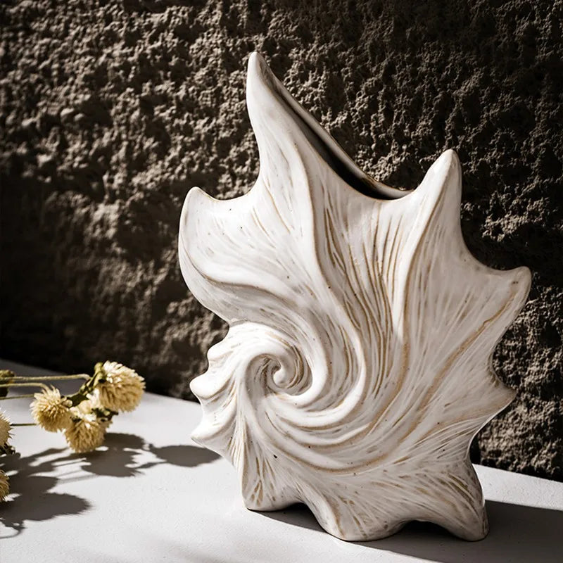 Ceramic Conch Vase Modern Decor