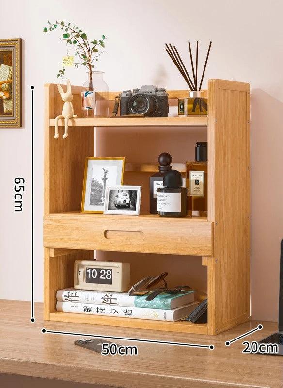 Solid Wood Desktop Bookshelf Storage