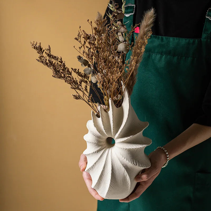 Ceramic Conch Vase for Decor