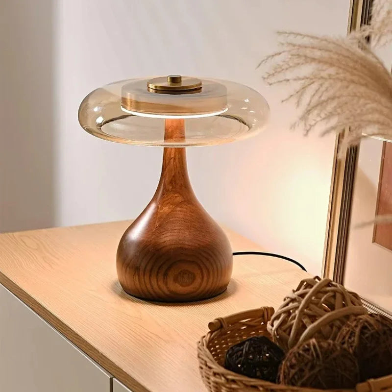 Retro Wood Crystal Floor Lamp