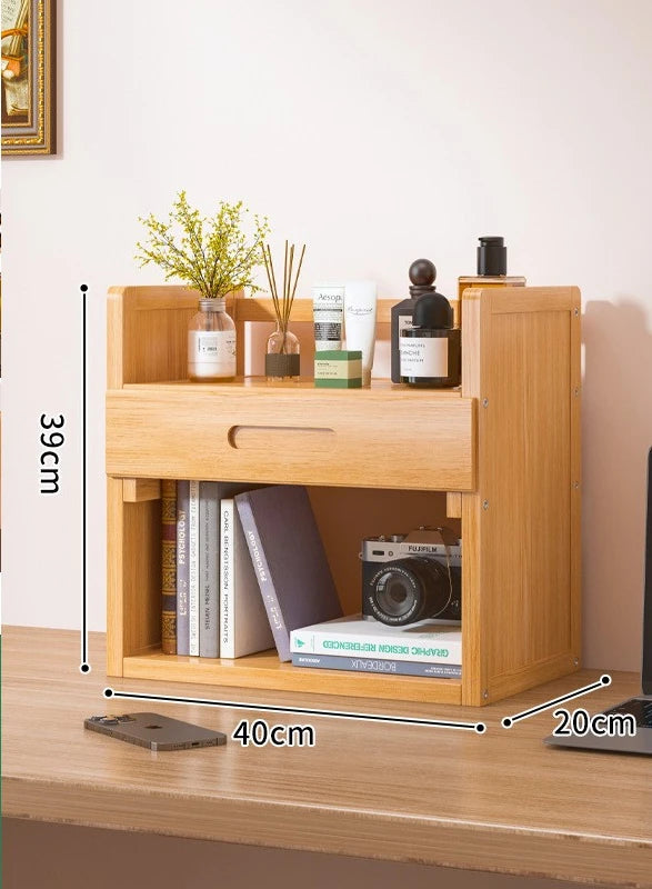 Solid Wood Desktop Bookshelf Storage