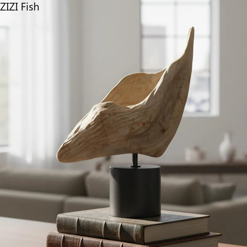 Conch Resin Sculpture with architecturally detailed decor adds minimalist retro charm to desks and rooms elevating aesthetics and inspiring calm- shop now.