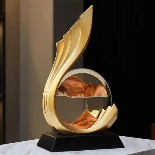 Enhance your space with the Creative Wave Sand Art Sculpture, a stunning resin accessory that adds elegance to any living room or hotel entrance.