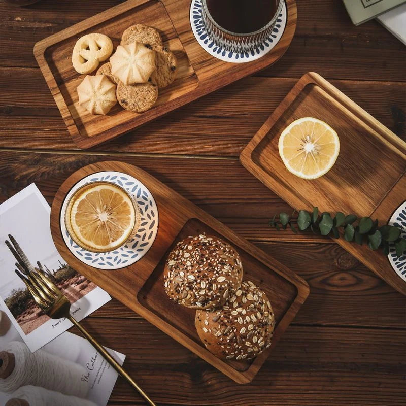 Handcrafted Hardwood Breakfast Serving Tray