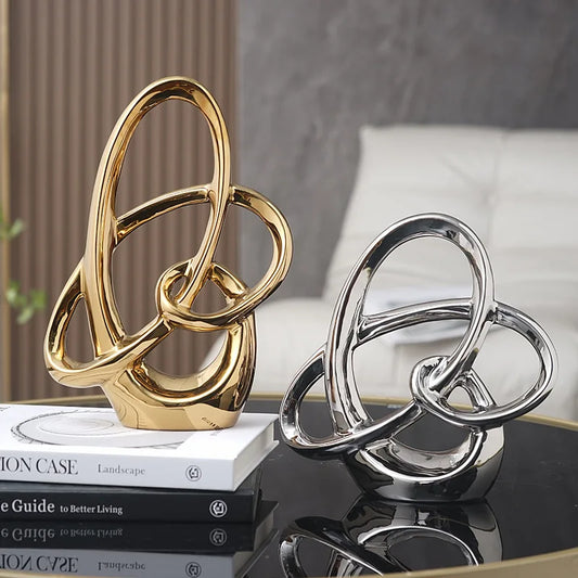 Elevate your decor with our modern Ceramic Geometric Line Sculpture, a stunning piece crafted from high-quality ceramic and enamel.