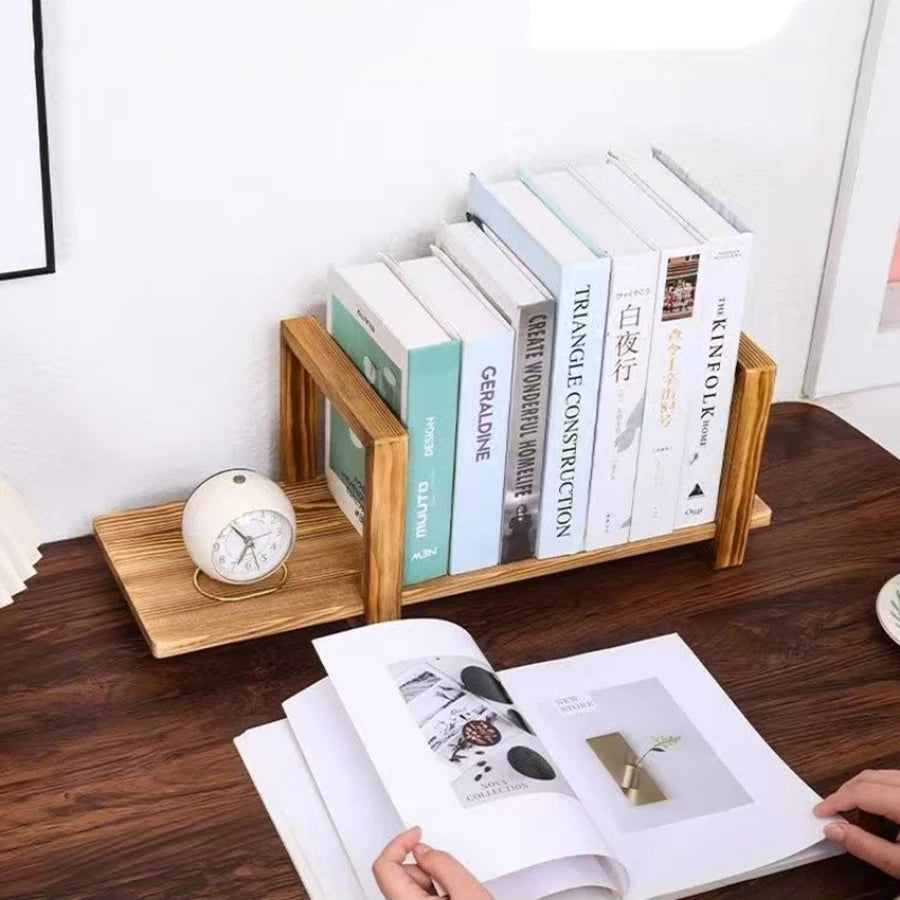 Bamboo Compact Desktop Bookshelf Organizer