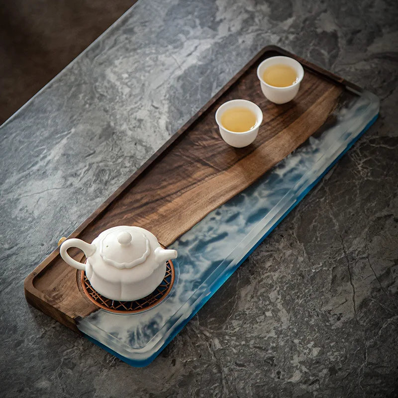 Walnut Resin Tea Tray Holder