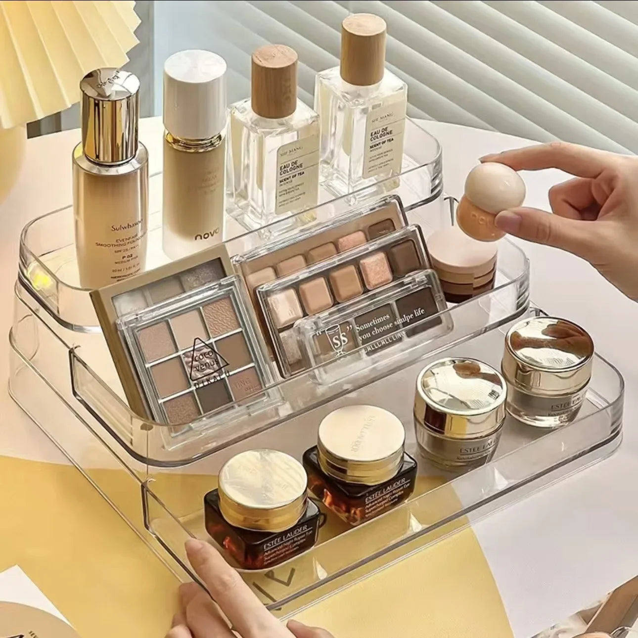 Acrylic Three-Layer Transparent Perfume Organizer Rack
