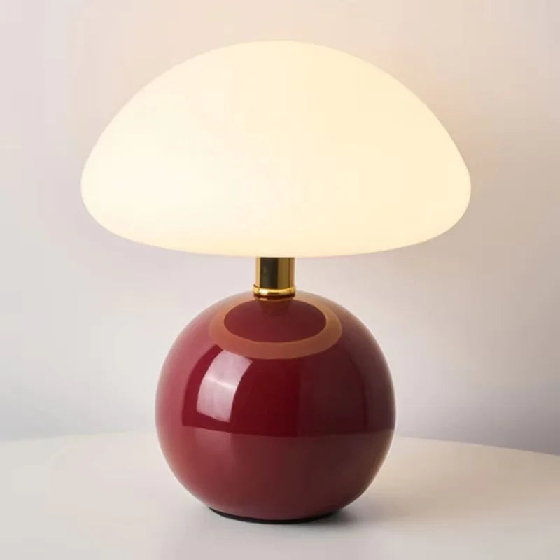 Mushroom Table Lamp Ceramic LED Eye Protection Bedroom