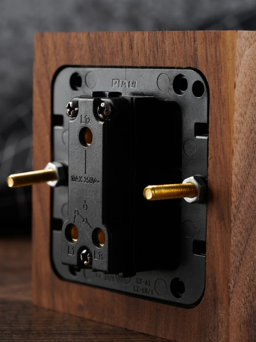 Solid Wood Brass Toggle Light Switch