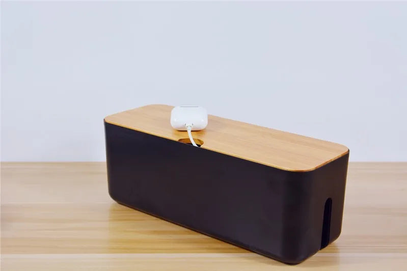 Dustproof Bamboo Cable Storage Box for Power Strips