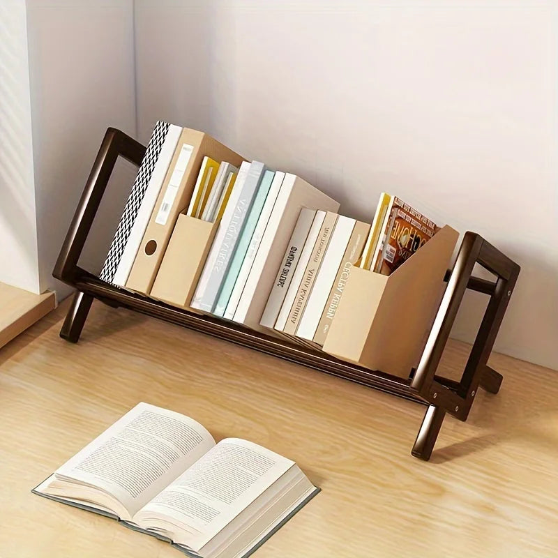 Bamboo Bookshelf Storage Organizer
