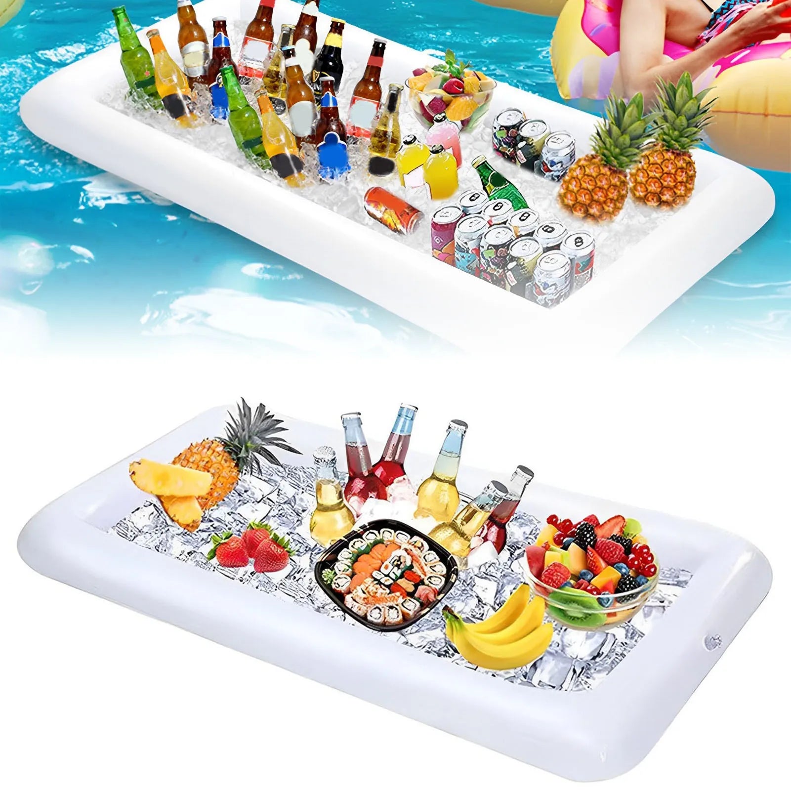 Inflatable Poolside Beverage Tray delivers durable, versatile easy-drink access by the pool, perfect for parties and beach days - Order yours today.