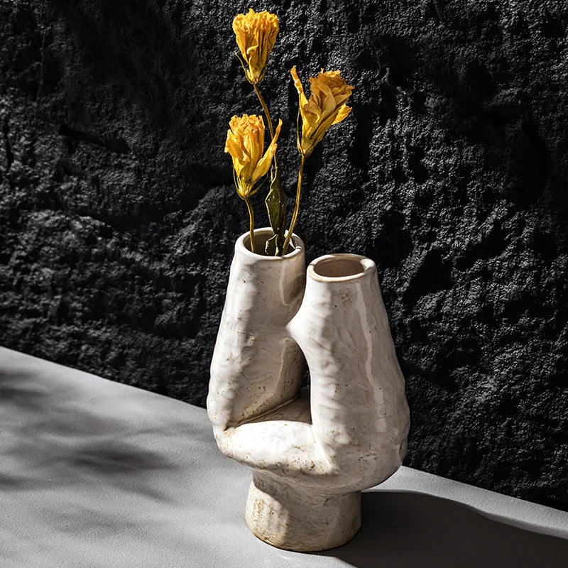 Double Mouth Ceramic Vase