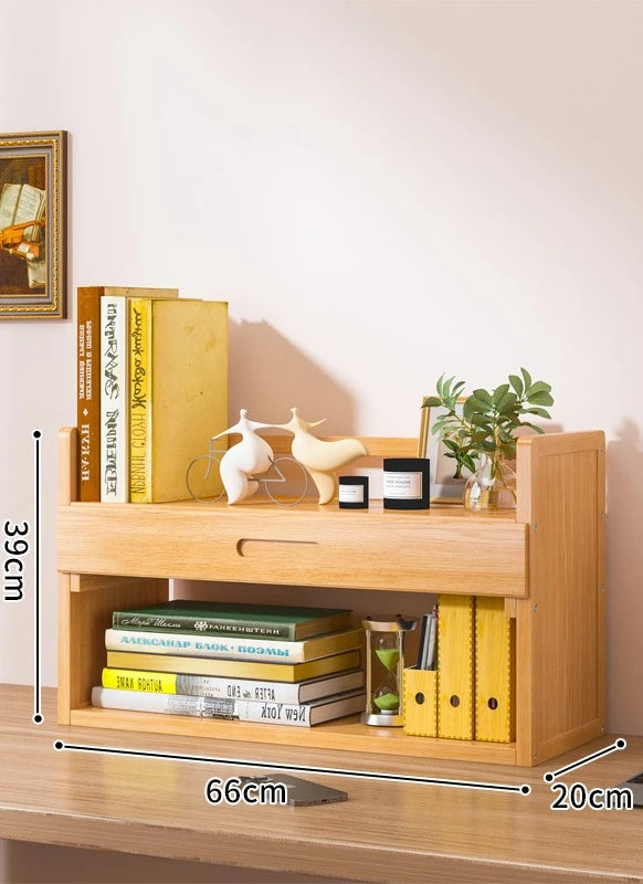 Solid Wood Desktop Bookshelf Storage