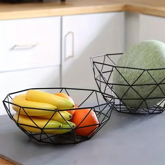IndustrialGrade IronMesh FruitBowl CountertopDisplay offers 360deg air circulation to keep produce fresher longer, stylishly organizing snacks - shop now.