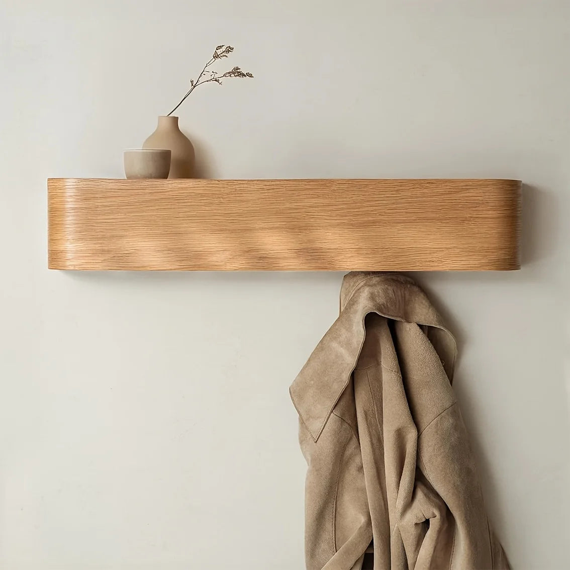 Solid Wood Coat Rack With Shelf