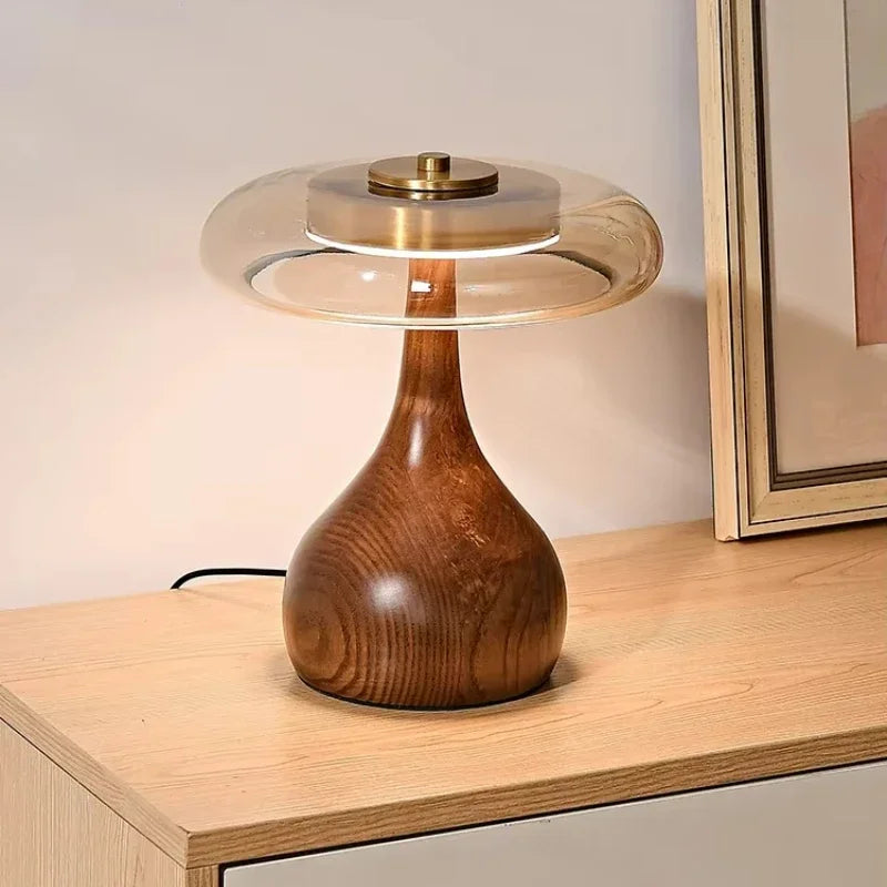 Retro Wood Crystal Floor Lamp