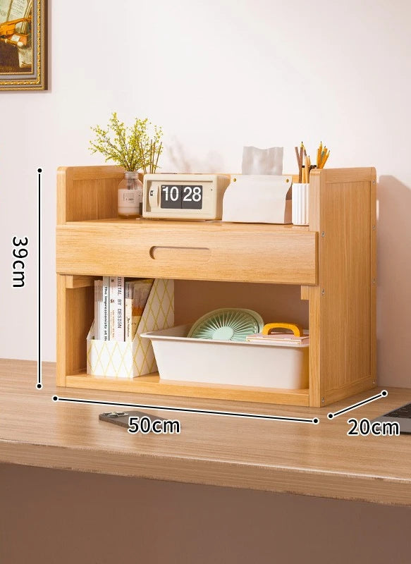 Solid Wood Desktop Bookshelf Storage