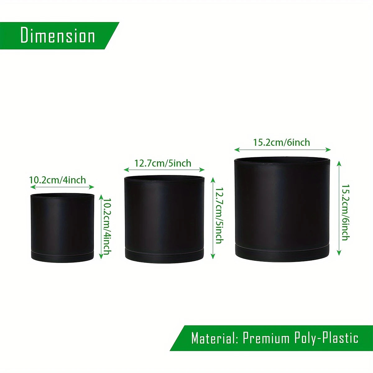 3 Plastic Planter Pots