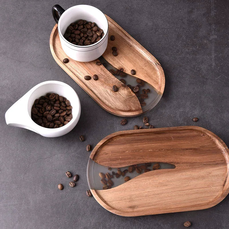 Acacia Wood Resin Artisan Serving Tray