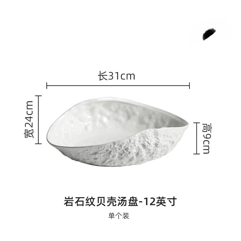 Rock Pattern Shell Ceramic Plate