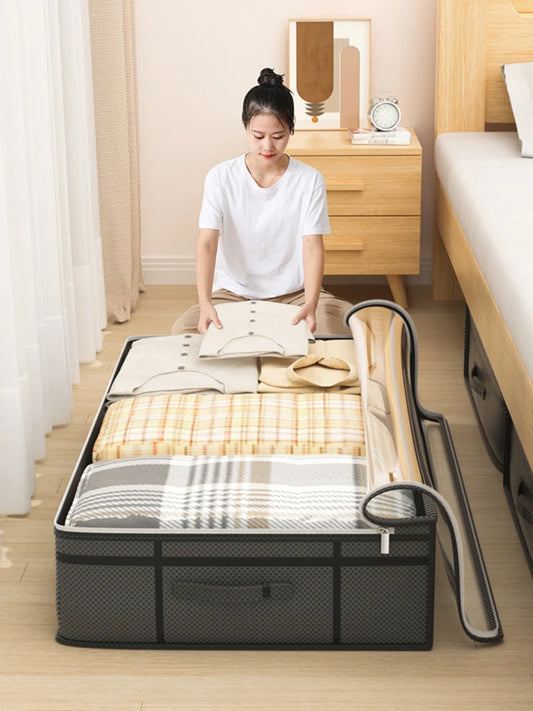 Discover the Foldable Storage Organizer, made from durable non-woven fabric with large capacity for clothes and quilts, offering easy folding and mobility—organize your space today!