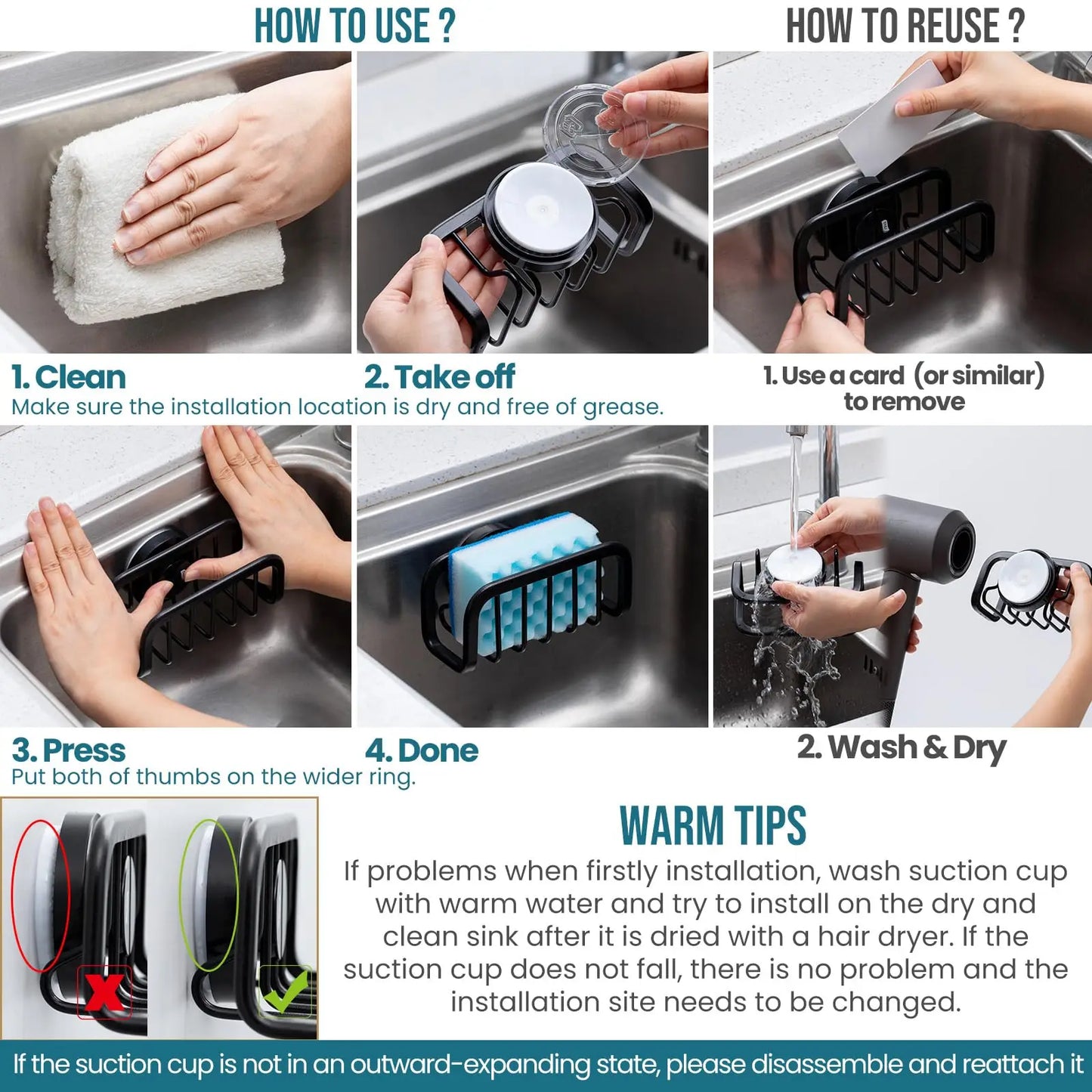 Suction Sink Sponge Cup Holder