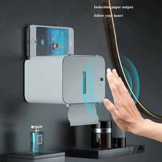 Industrial Grade Induction Toilet Paper Holder delivers hands-free, automatic paper output with one-button loading in a compact wall-mounted unit—buy now!!!