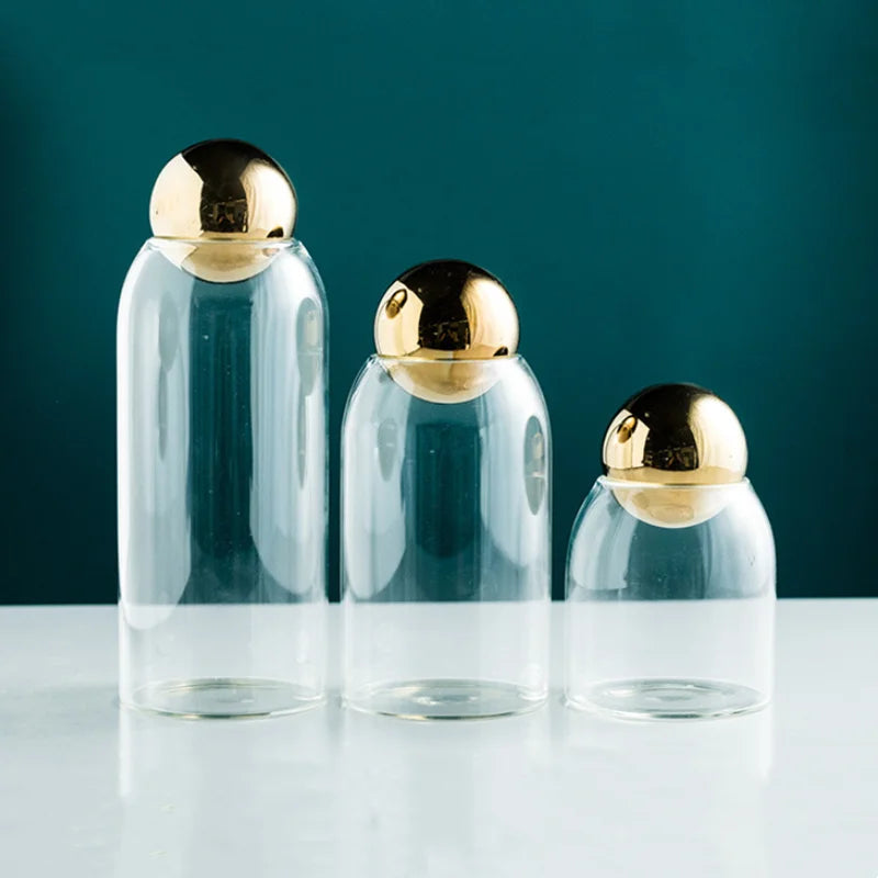 Golden Cork Glass Storage Jar